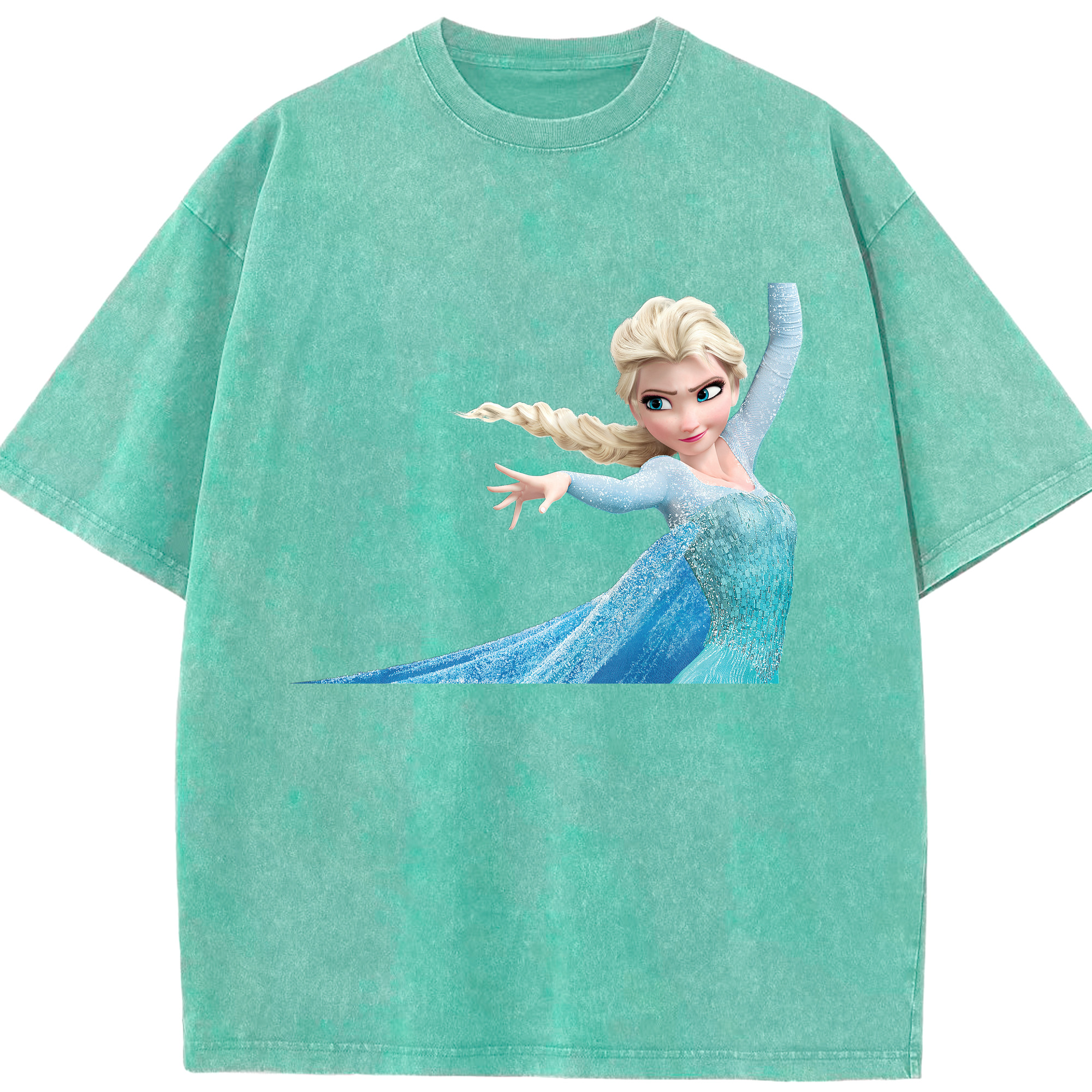 （画像用） アナと雪の女王 アンナ エルサ Frozen Anna Elsa 綿100% ヴィンテージ風 半袖Tシャツ（フロントプリント）